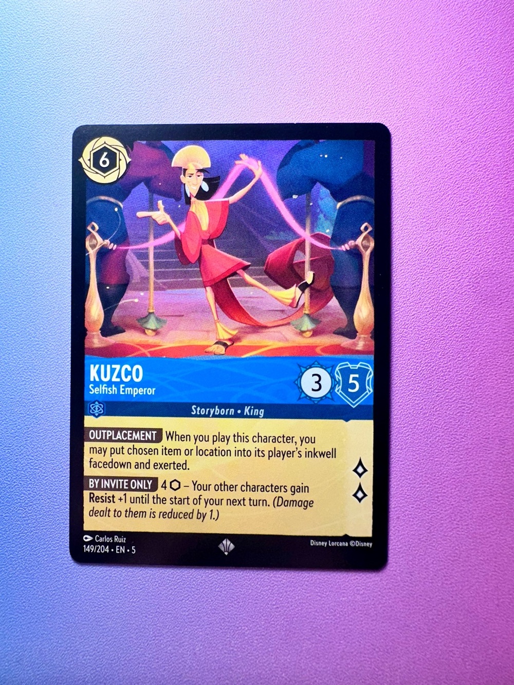 kuzco [emperors new groove] - 149/204 (super rare) — lorcana: shimmering skies
